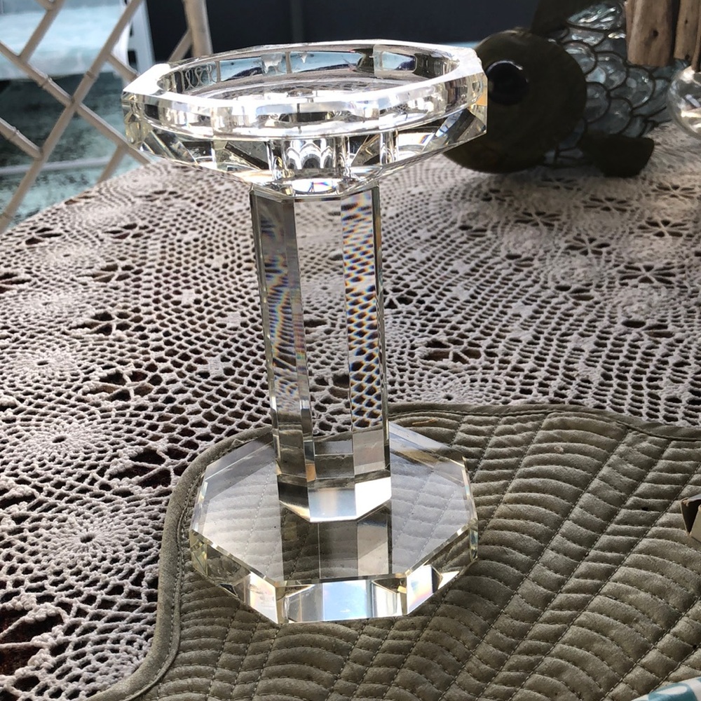 Crystal candle holder signed